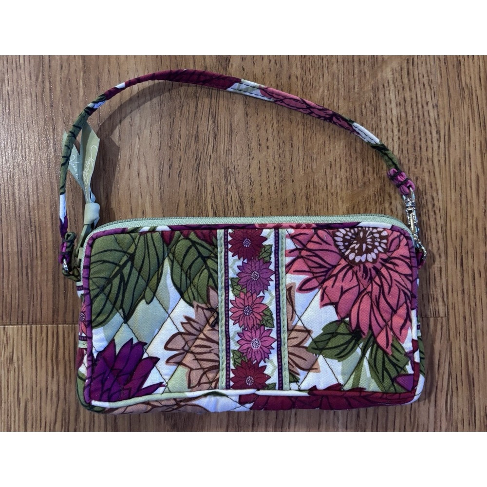 Vera Bradley Multicolor Fabric Makeup Bag Wristlet Zip-Around w/ Inner Pockets